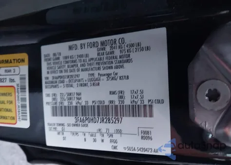 2018 Ford Fusion Se из США, поврежденный, VIN 3FA6P0HD7JR285297